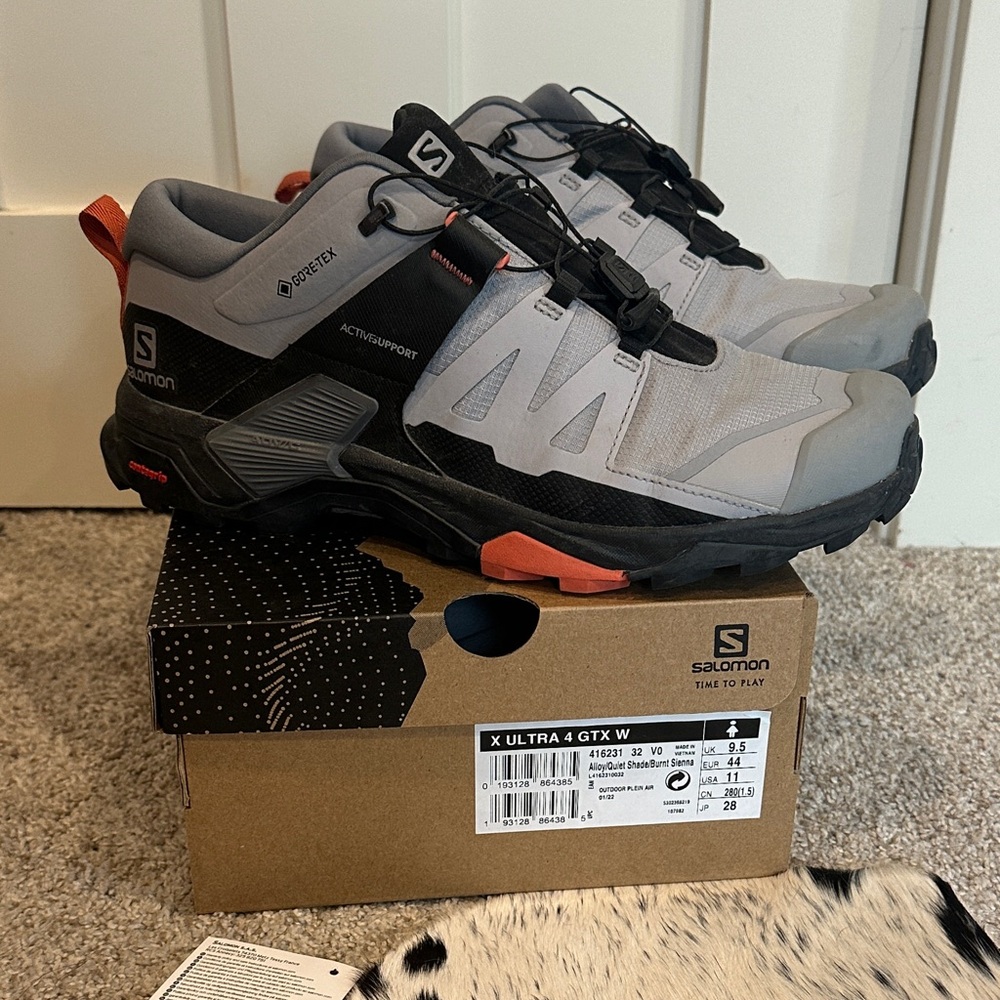 Salomon X Ultra 4 GTX Women’s Shoes - Gray and Black with Red Accents